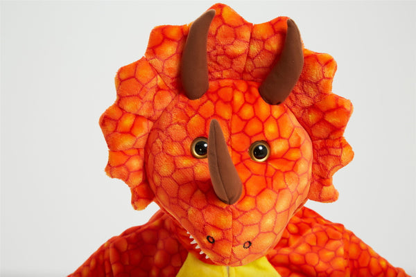 Pigiama pigiamone animale in pile intero DINOSAURO ARANCIONE, pigiama invernale, costume carnevale cosplay unisex adulto bimbo