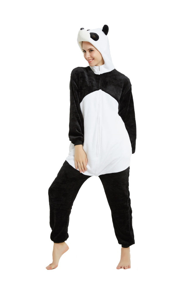 Pigiama animale intero PANDA, pigiamone invernale in pile, costume carnevale Halloween cosplay, unisex adulto