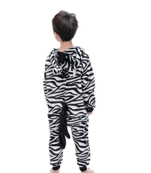 Pigiama pigiamone animale in pile intero ZEBRA, pigiama invernale, costume carnevale Halloween cosplay, unisex adulto